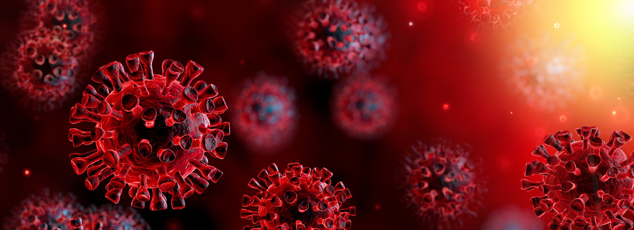 Corona Virus In Red Background - Microbiology And Virology Concept - 3d  Rendering - GO2 for Lung Cancer