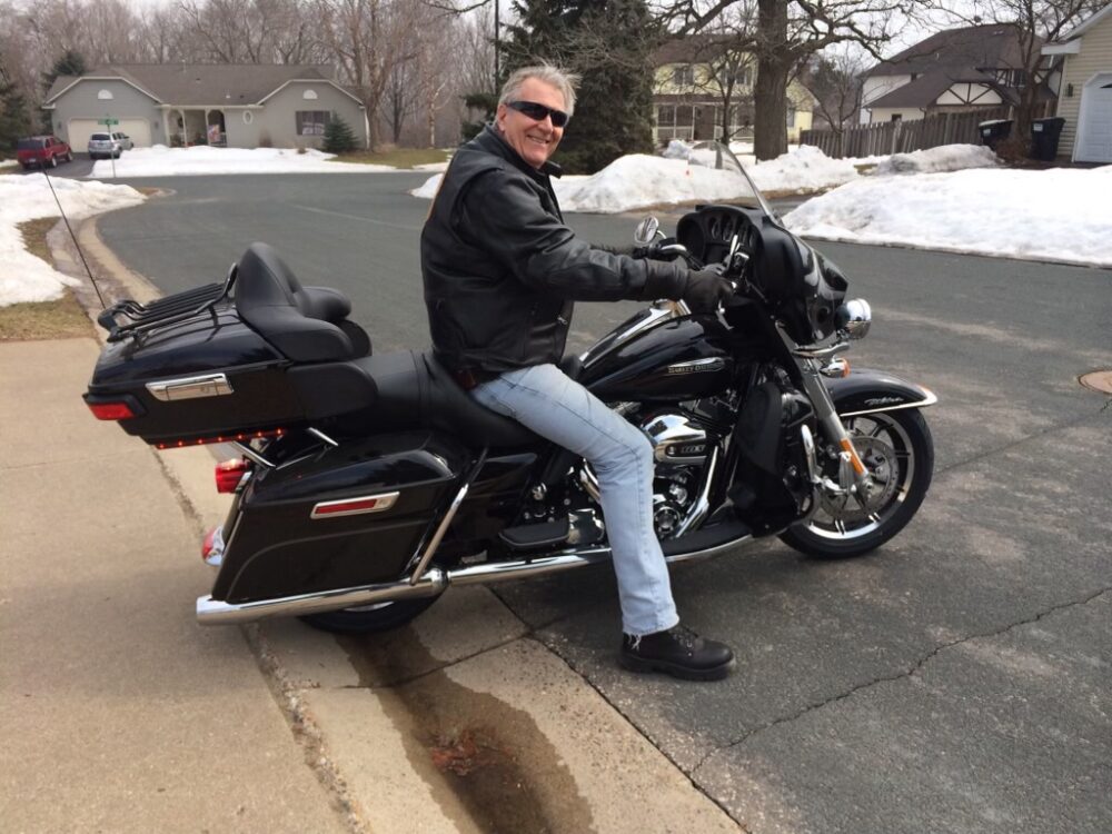 Jim on a motorcycle