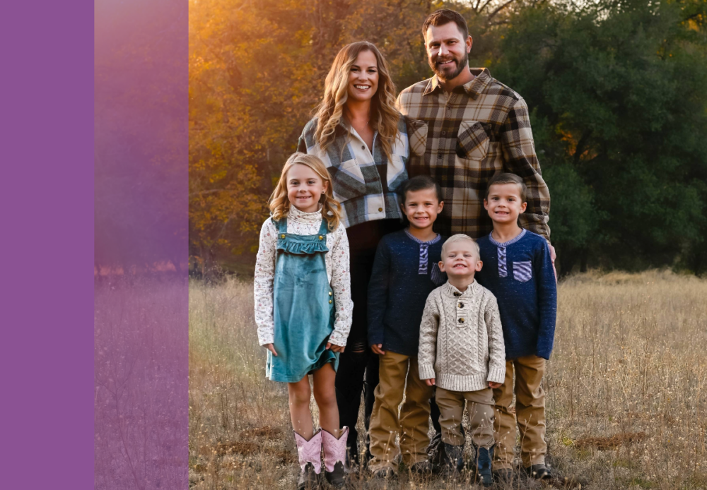 Presley and family with purple color overlay