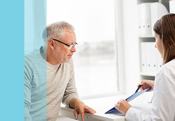 male patient and physician talking